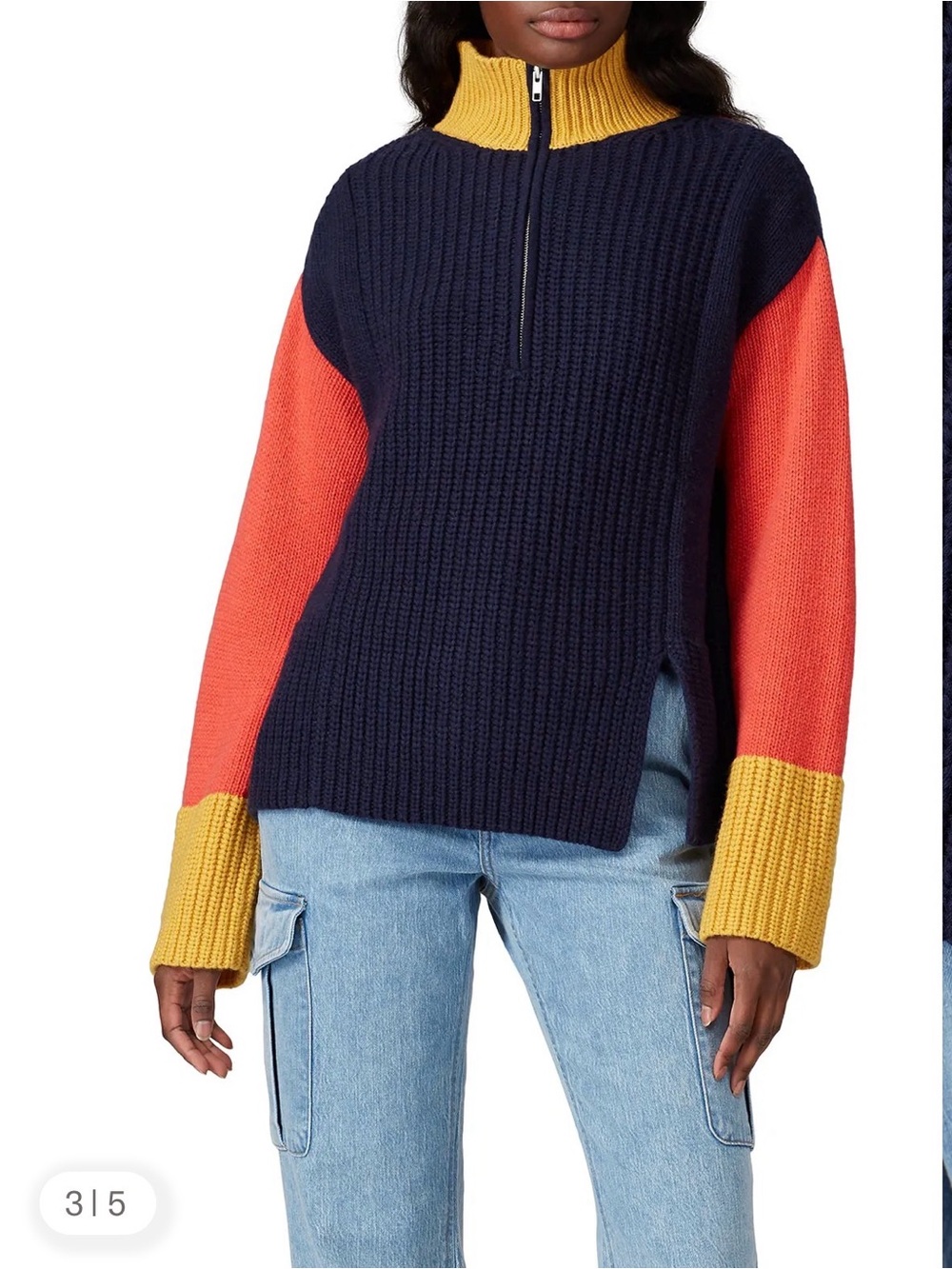 [Victor Alfaro] colorblock zip sweater